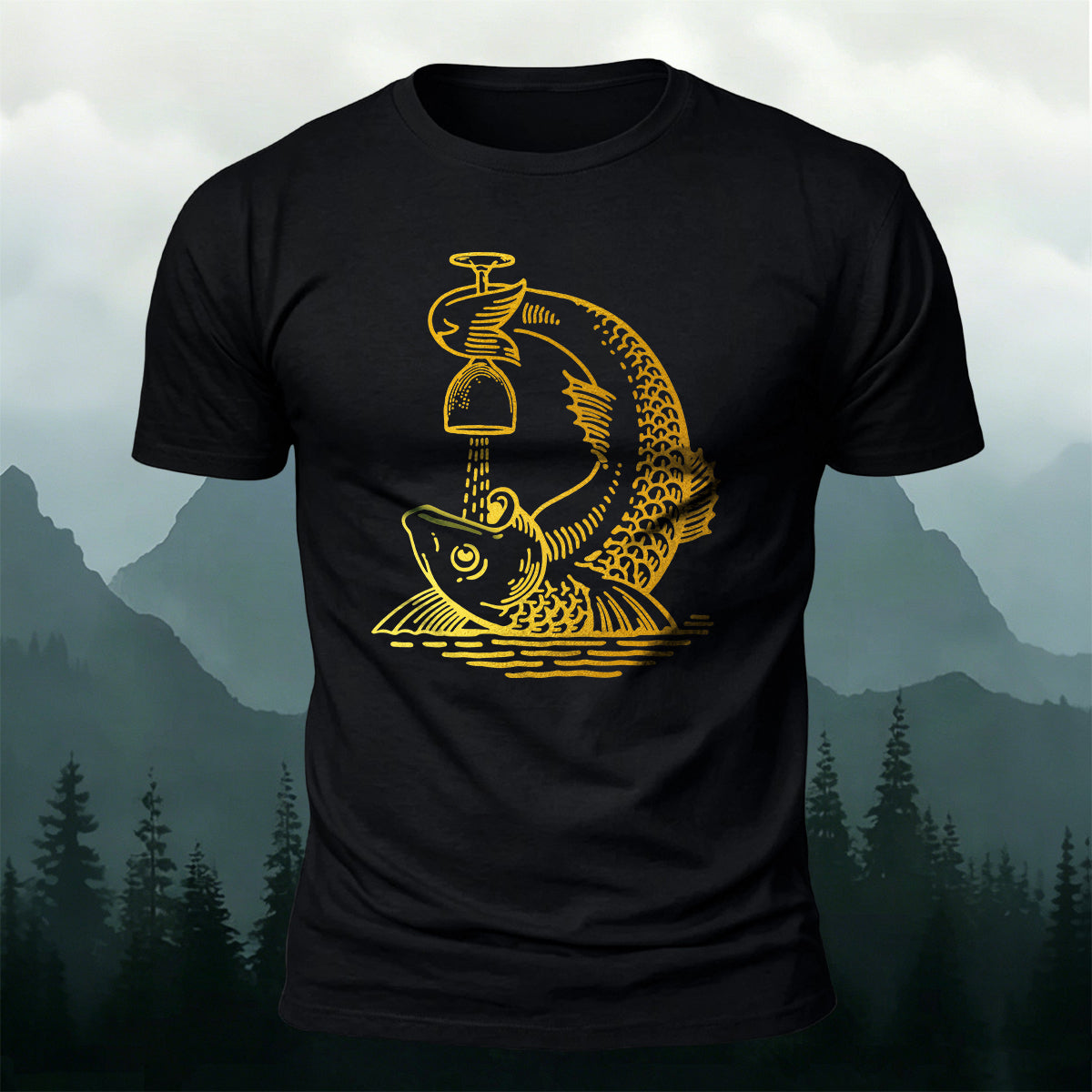 Fish Drunk Printed Casual Cotton Versatile T-Shirt