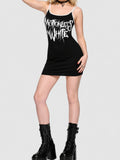 Letter Print Sexy Dark Spaghetti-Strap Dress