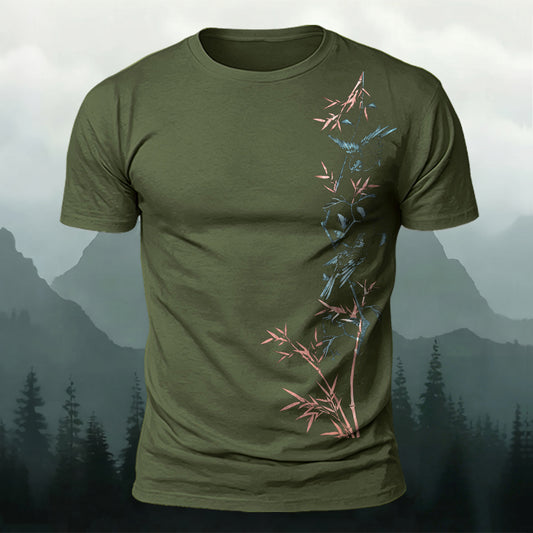 DTG Birds On The Bamboo Printed Short Sleeve T-Shirt