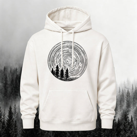 Cotton-Blend Art Forest Round-Print Versatile Hoodie