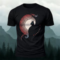 Cold-Eyed Giant Wolf Silhouette Mythical Design Cotton Tee