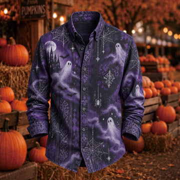 Halloween Gothic Ghost Purple Long Sleeve Shirt