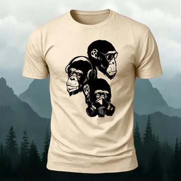 See No Evil Hear No Evil Speak No Evil Printed Short Sleeve T-Shirt