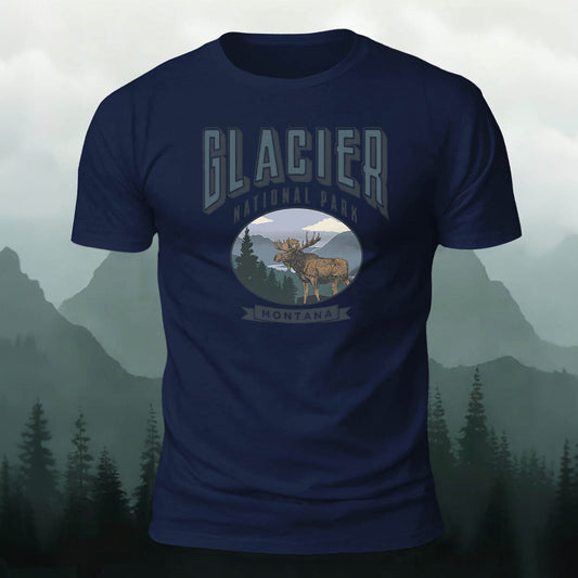 100% Cotton Glacier National Park Moose Graphic Tee