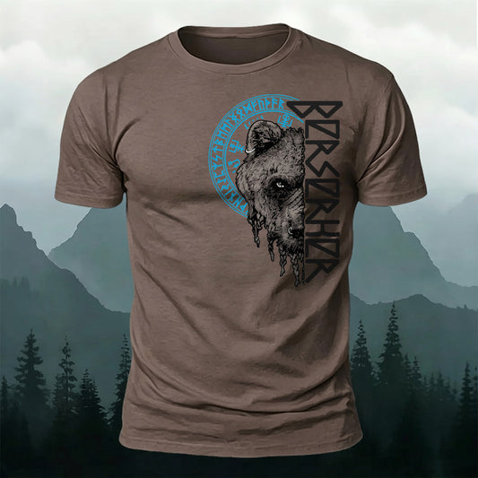 Premium Cotton Viking Bear Totem Printed T-Shirt