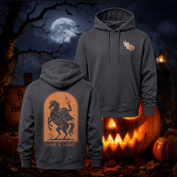 Western Ghost Rider & Pumpkin Print Casual Hoodie
