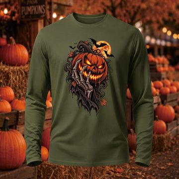 Halloween Pumpkin Head Printed Long Sleeve T-Shirt