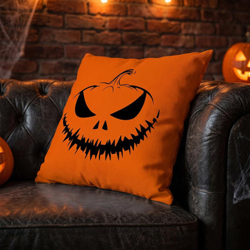 Linen Jack Pumpkin Halloween Pillow