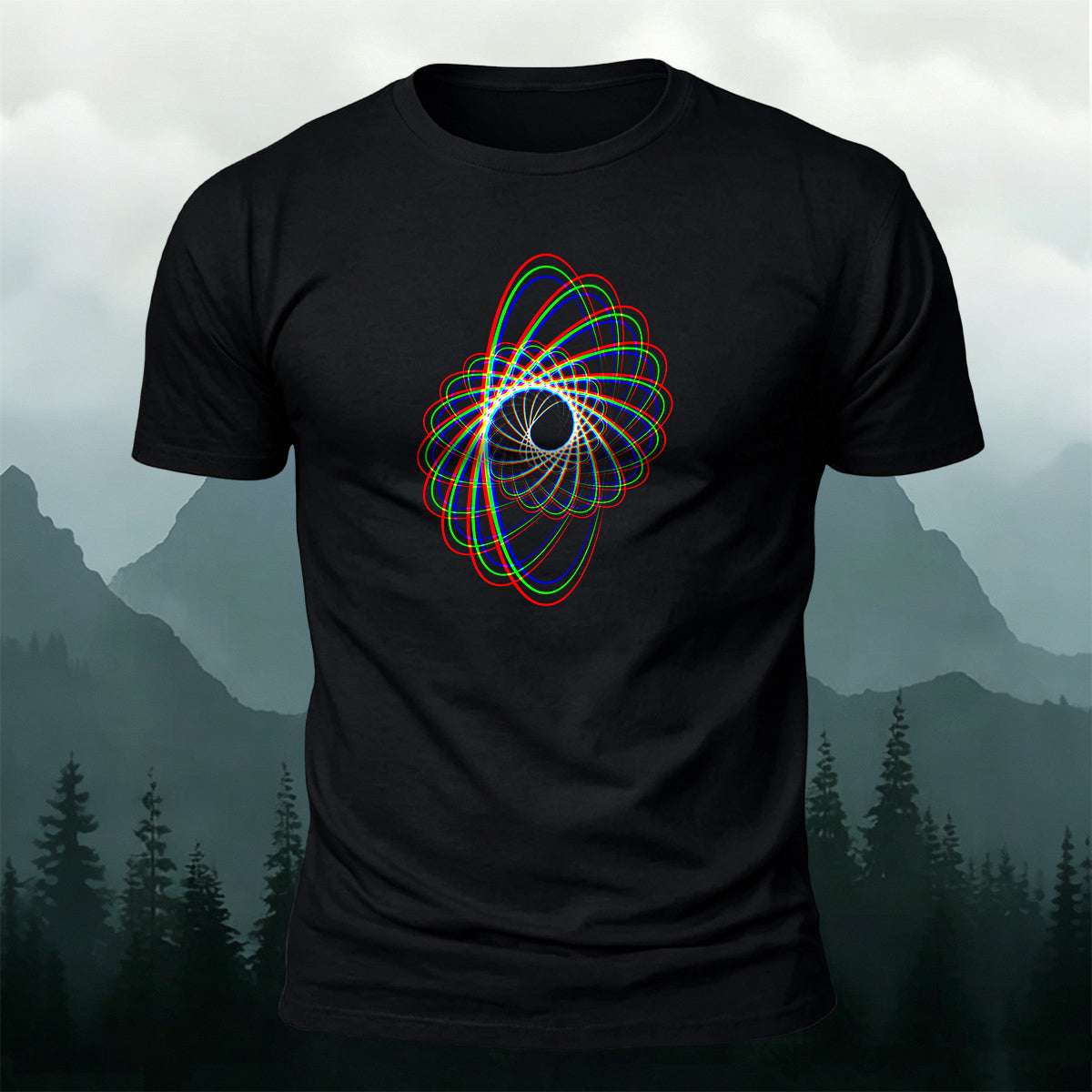 Combed Cotton Colorful Arcs Casual Crew-Neck T-Shirt