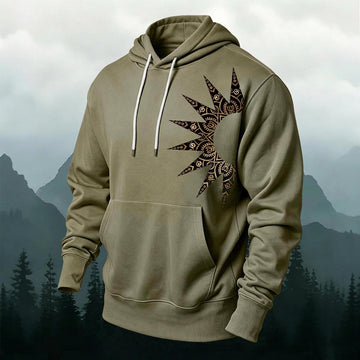 Celestial Sunburst Mandala Print Versatile Hoodie