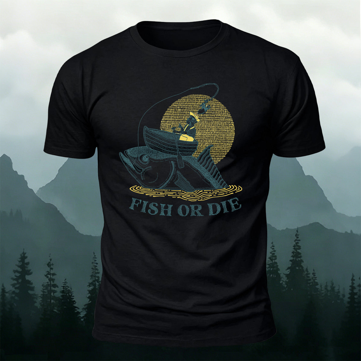 Fish Or Die Printed Casual Cotton T-Shirt