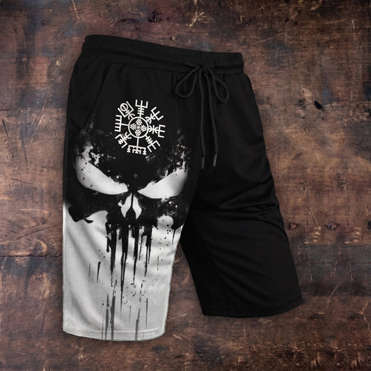 Retro Skull Viking Totem Street Trend Casual Shorts