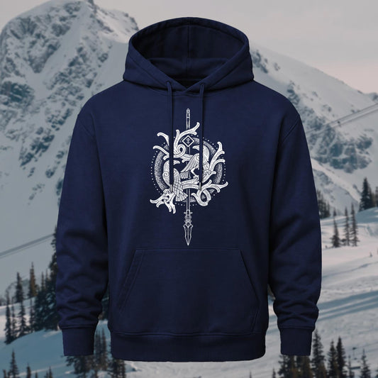 Vintage Viking Totem Printed Hoodie Sweatshirt