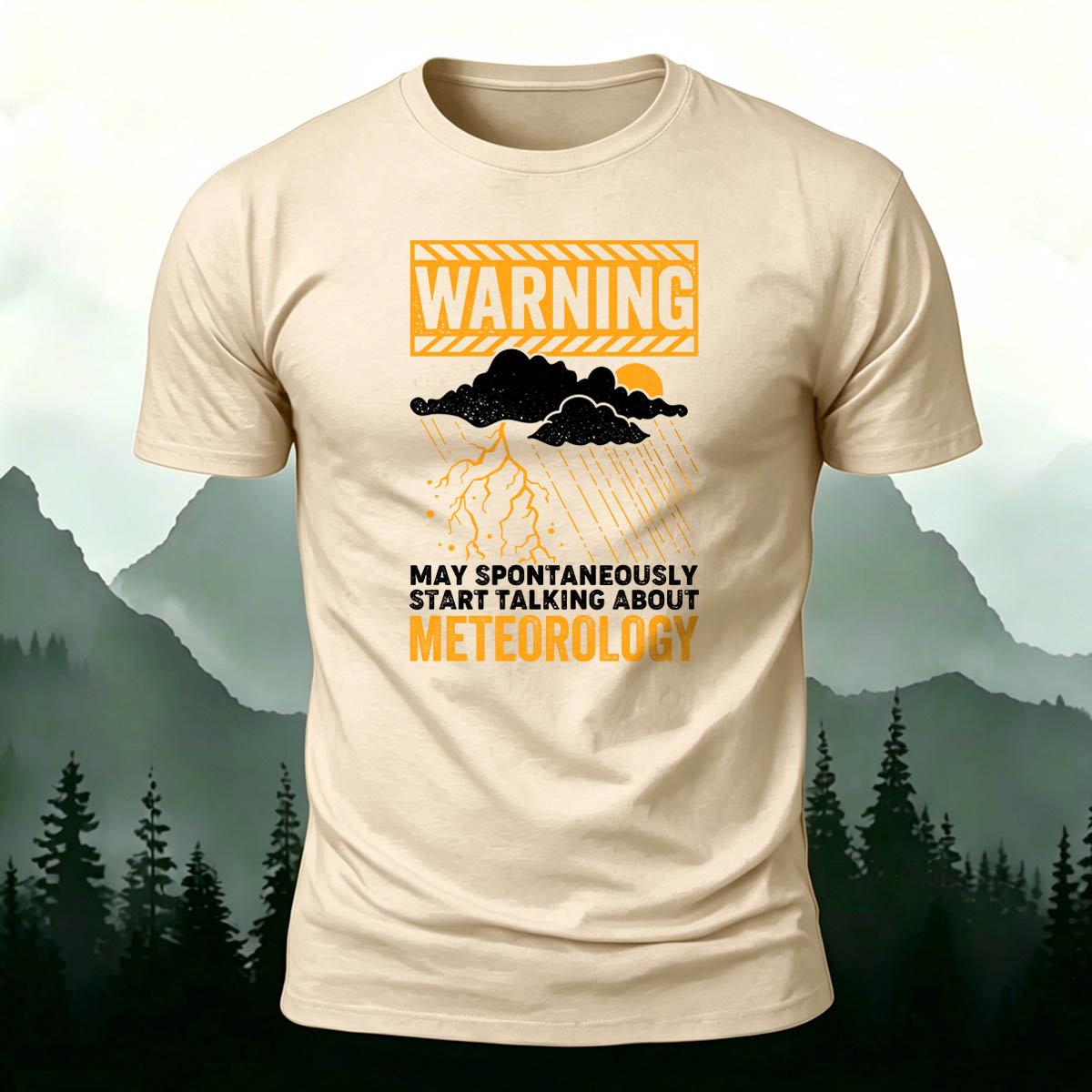 Cotton Funny Warning Meteorology Storm Graphic Tee