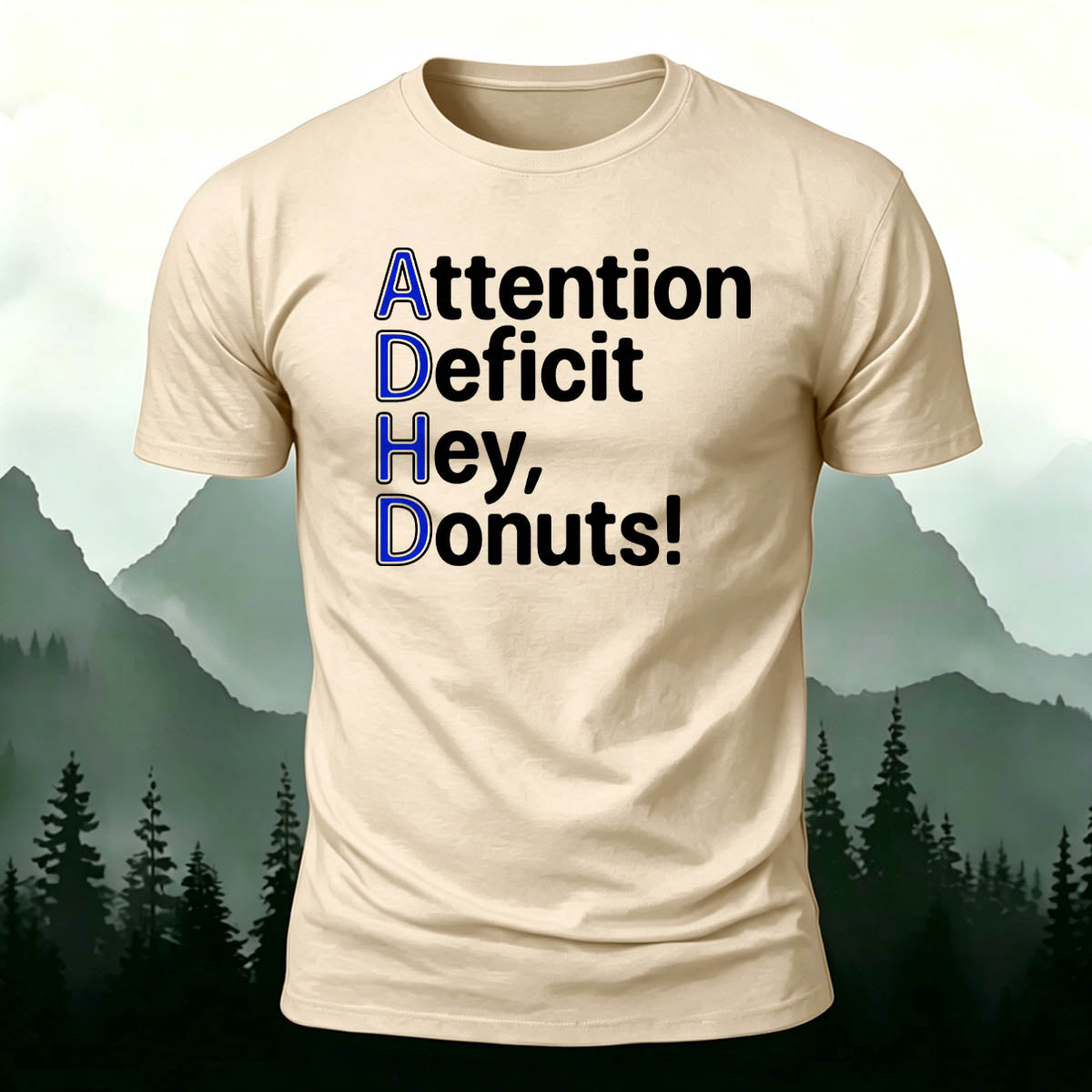 Premium Cotton ADHD Funny Sarcastic Text Print Tee