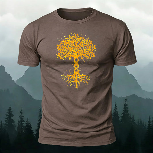 Premium Cotton Tree Of Life Print Casual T‑Shirt