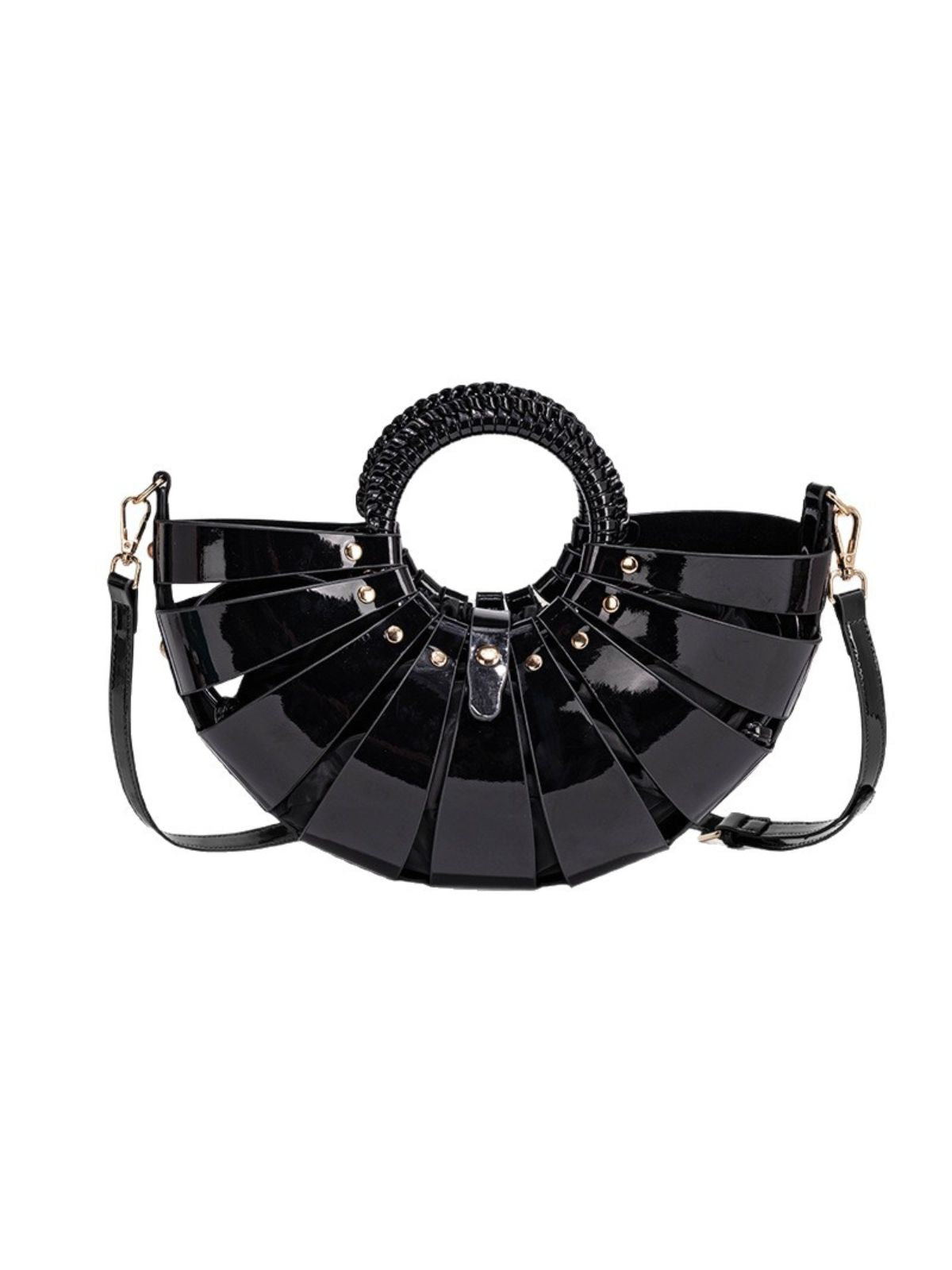 Textured Openwork Shell Crossbody Bag