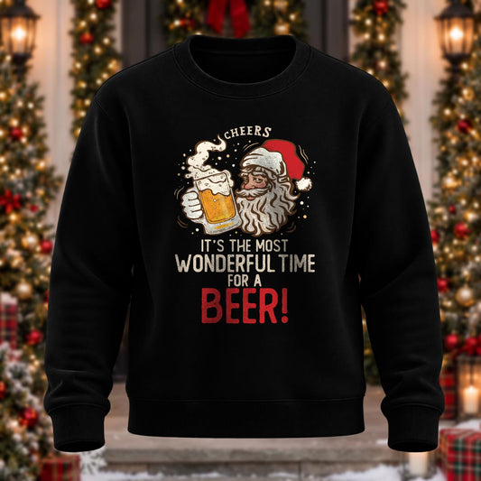 Wonderful Time For A Beer Printed Round Neck Sweatshirt