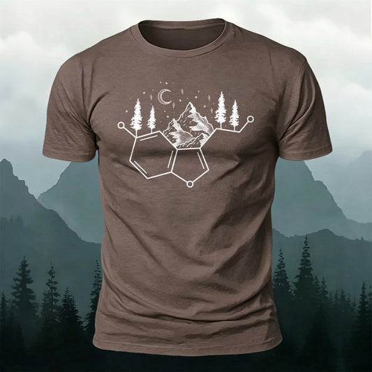 Premium Cotton Molecular Landscape Print Casual T‑Shirt