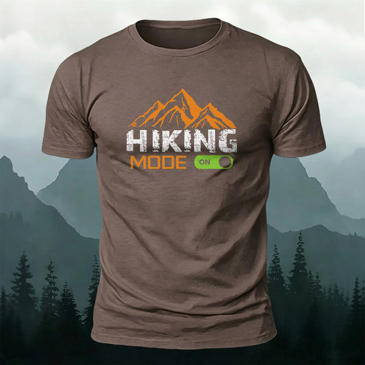 Premium Cotton Hiking Mode On Print Casual T‑Shirt