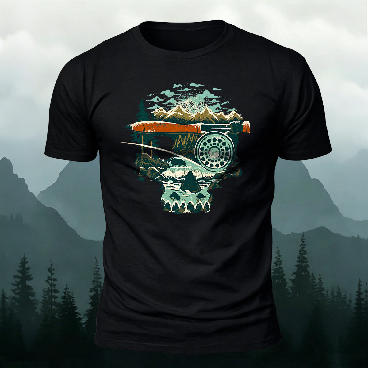 Nature-Inspired Art Print Casual Cotton T-Shirt