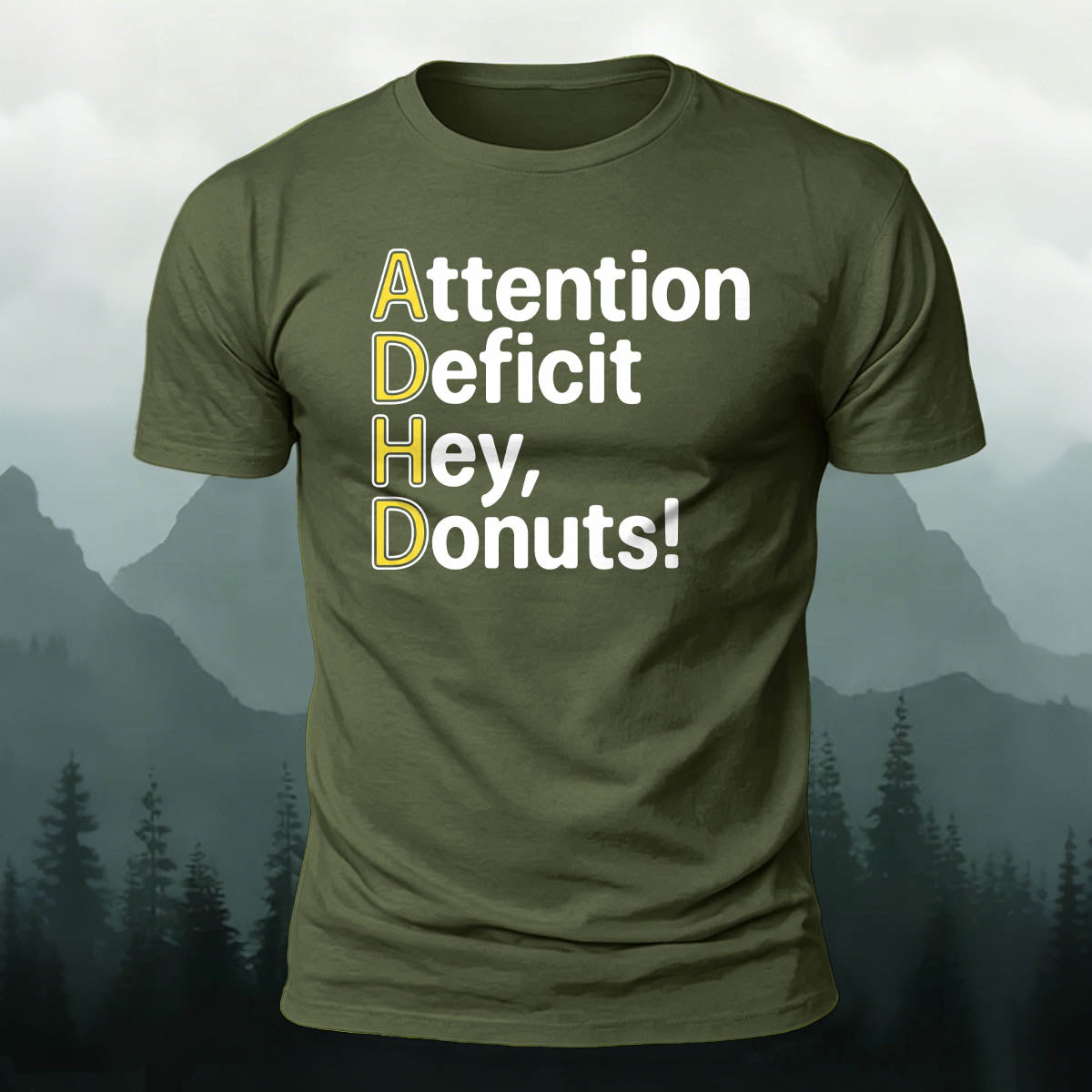 Premium Cotton ADHD Funny Sarcastic Text Print Tee