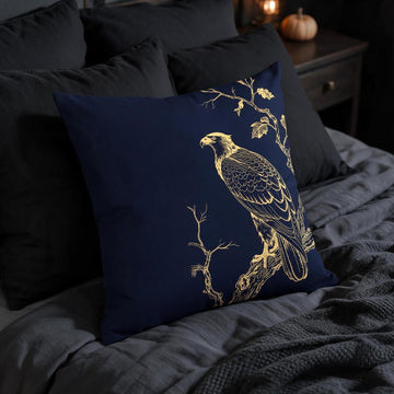 Linen Vintage Bird Art Throw Pillow