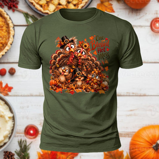 One Blessed Hot Mess Printed Short Sleeve T-Shirt