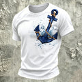 Anchor Wave Print Outdoor Casual Cotton T-Shirt