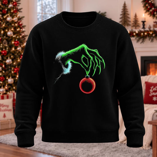 DTG Grinch Hand Printed Round Neck Sweatshirt