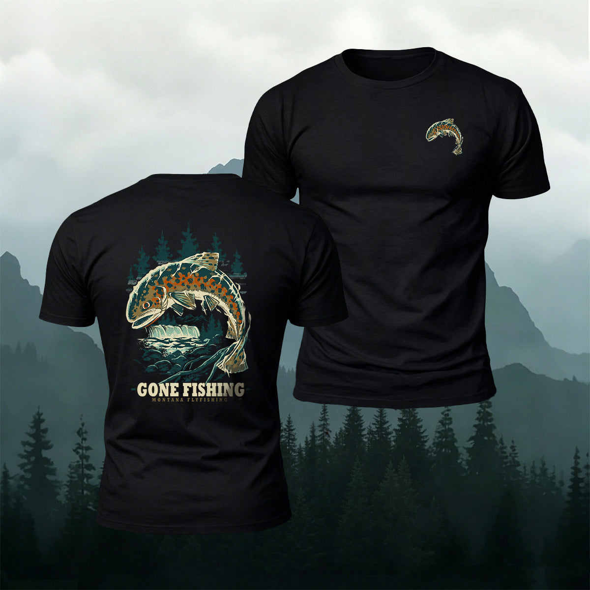 Go Catch Big Fish Printed Casual Cotton T-Shirt