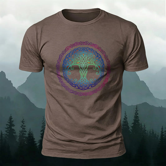 Premium Cotton Rainbow Tree Of Life Totem Printed T-Shirt