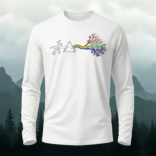 Colorful Tree Print Casual Long-Sleeve 100% Cotton T-Shirt