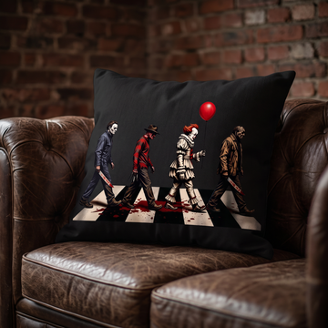 Linen Horror Villain Print Throw Pillow