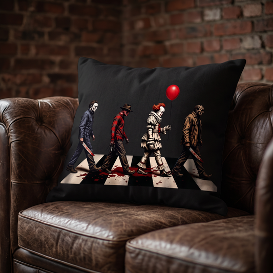 Linen Horror Villain Print Throw Pillow