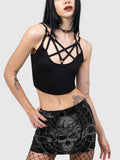 Retro Skull-Print Cropped Skirt-pants