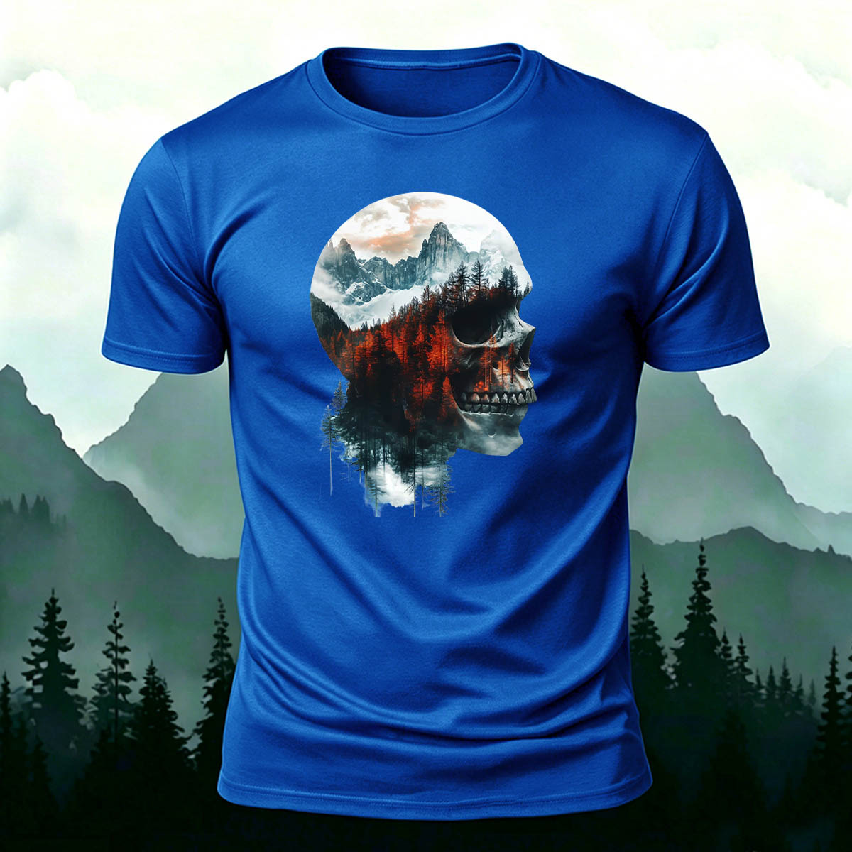 Skull Art Landscape Print Unisex Cotton T-Shirt