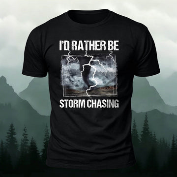 100% Cotton Vintage Storm Chaser Graphic Casual Tee