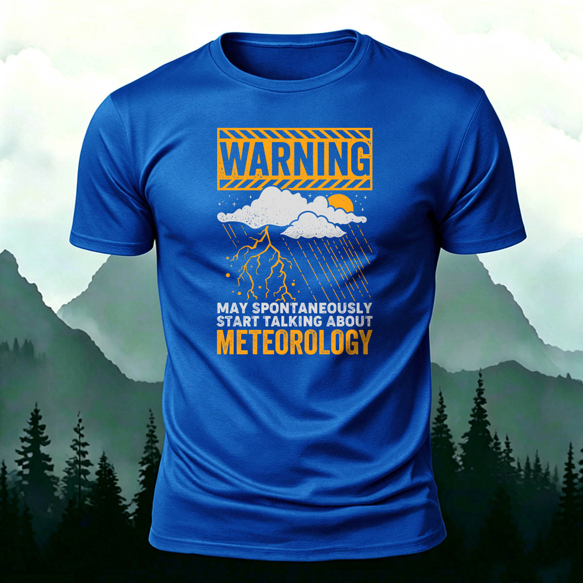 Cotton Funny Warning Meteorology Storm Graphic Tee