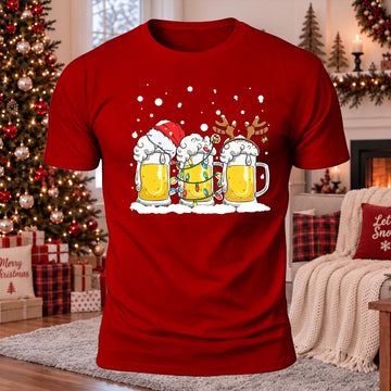 Merry Beermas Printed Casual Short Sleeve T-Shirt
