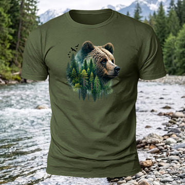 Bear Forest Printed Short Sleeve T-Shirt