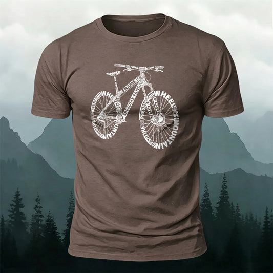 Premium Cotton Letter Bicycle Print Casual T‑Shirt