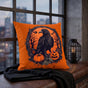 Linen Halloween Raven Pumpkin Pillow