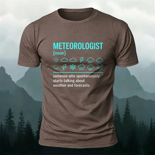 Premium Cotton Meteorologist Icon Print Casual T‑Shirt