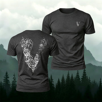 Combed Cotton Viking V Symbol-Print Casual T-Shirt