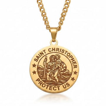 Stainless Steel Saint Christopher Pendant Necklace