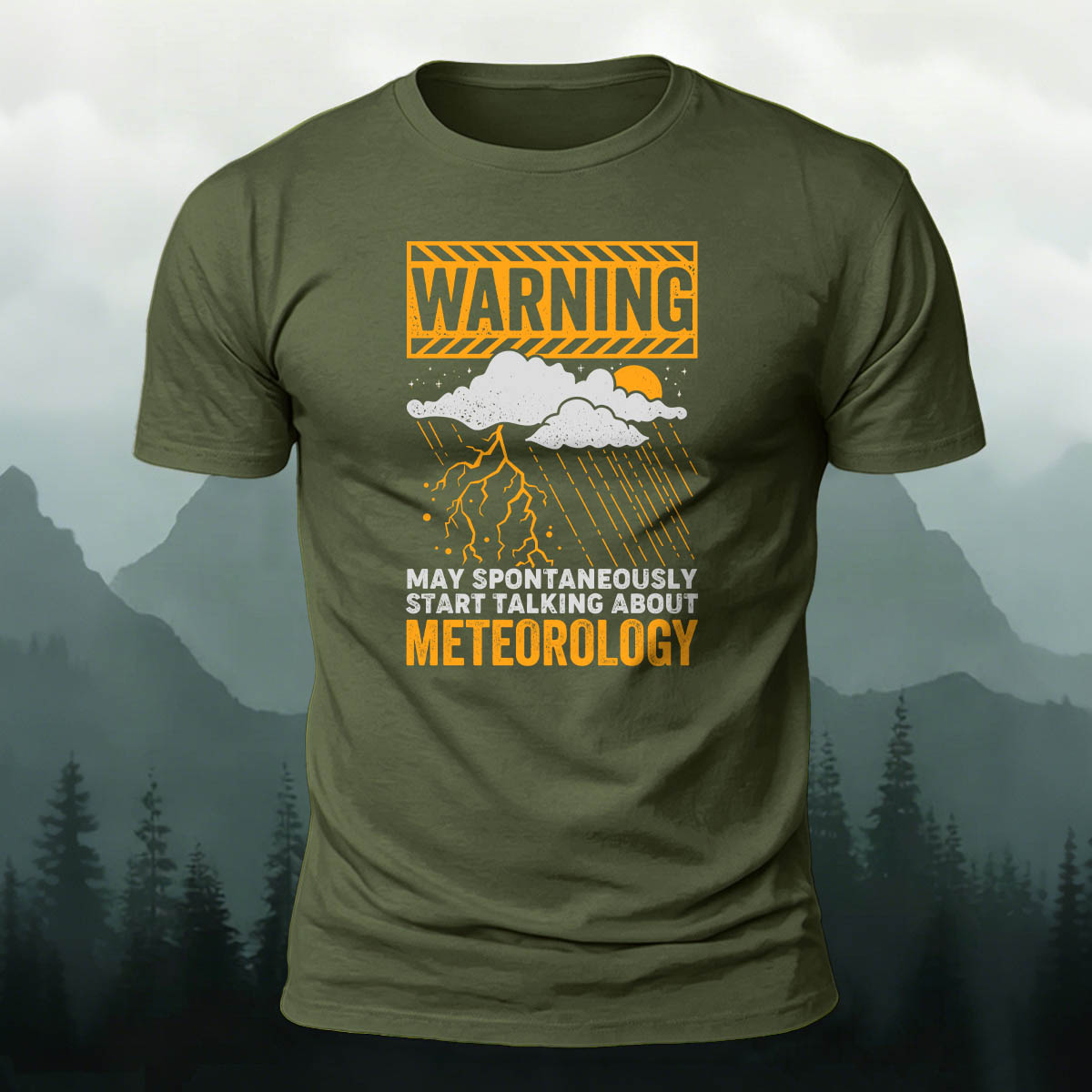 Cotton Funny Warning Meteorology Storm Graphic Tee