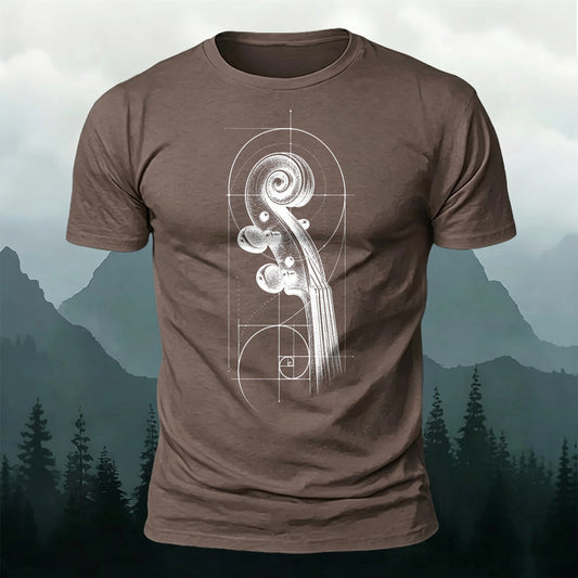 Premium Cotton  Golden Ratio Instrument Print Casual T‑Shirt