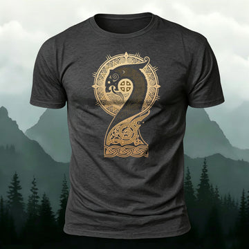 Viking Midgard Serpent Totem Printed Short Sleeve T-Shirt