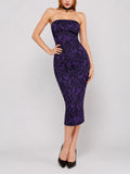 Dark Gothic-Print Purple Bodycon Skirt